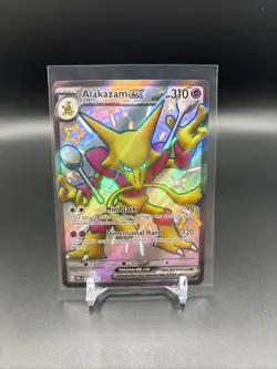 Pokemon Alakazam EX TCG Holo Shiny Ultra Rare Card Paldean Fates 215/091 - Image 1