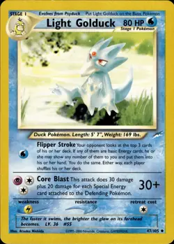 Pokemon TCG Card WOTC Vintage Wizards Light Golduck Neo Destiny 047/105 - Image 1