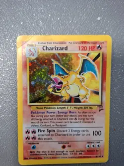 Charizard 4/130 Base Set 2 Holo 1999 Pokemon Card HP Played Crease Vintage WOTC - Image 1