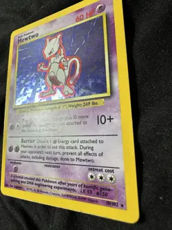 Mewtwo 10/102 Base Set Holo Rare 60 HP English Pokemon Card Psychic 1999 - Image 1