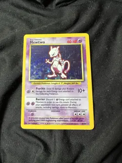 Mewtwo 10/102 Base Set Holo Rare 60 HP English Pokemon Card Psychic 1999 - Image 2