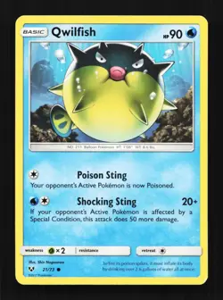 Qwilfish 21/73 LP Shining Legends English Pokemon Card TCG - Image 1
