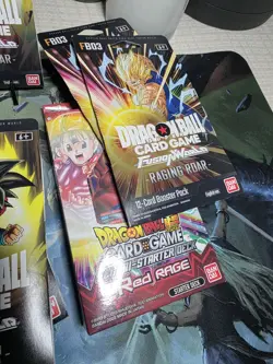DBZ Super Card Game Lot X8 Sleeved Packs Raging Roar W/ 3 Zenkai Starter Decks - Image 2