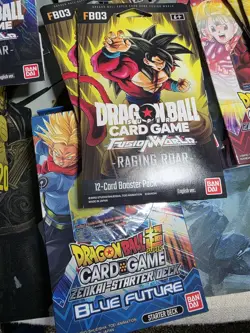 DBZ Super Card Game Lot X8 Sleeved Packs Raging Roar W/ 3 Zenkai Starter Decks - Image 3