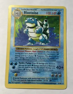 Pokemon Blastoise Holo Rare Base Set (Shadowless) 002/102 MP Unlimited Holo - Image 1