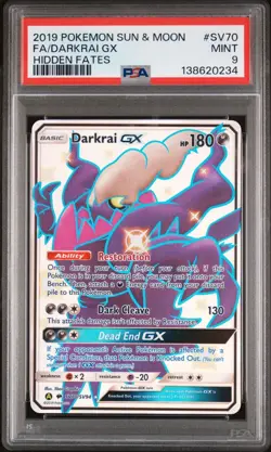 2019 POKEMON SUN & MOON HIDDEN FATES #SV70 FULL ART/DARKRAI GX PSA 9 - Image 1