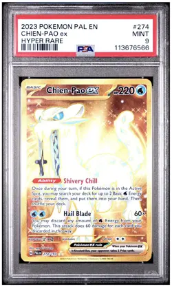 2023 Pokemon PAL EN #274 Chien-Pao EX Hyper Rare #274 PSA Mint 9 - Image 1