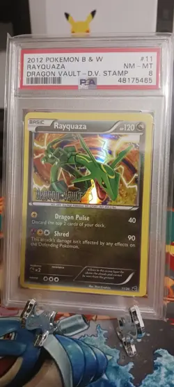 Pokemon PSA 8 2012 B & W Rayquaza Dragon Vault Stamp Super Rare Low Pop - Image 1