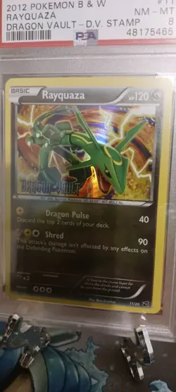Pokemon PSA 8 2012 B & W Rayquaza Dragon Vault Stamp Super Rare Low Pop - Image 3