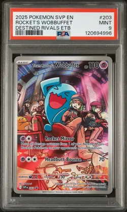 ROCKET'S WOBBUFFET #203 BLACK STAR PROMO DESTINED RIVALS ETB 2025 POKEMON PSA 9 - Image 1