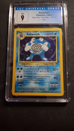 💎CGC 9💎 Poliwrath Pokemon Base Set Unlimited 13 Holo Rare Graded Mint PSA 1999 - Image 1