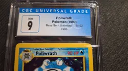 💎CGC 9💎 Poliwrath Pokemon Base Set Unlimited 13 Holo Rare Graded Mint PSA 1999 - Image 2