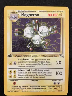 Pokemon Magneton 11/62 Base Set 1st Edition Holo Rare Wizards 1999 80HP - Image 1