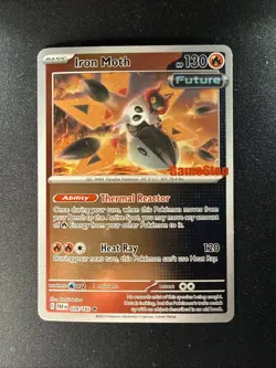 Pokemon TCG Iron Moth 028/182 Paradox Rift GameStop Promo Stamp - Image 1