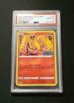💎 PSA 10 2022 Black Star Promo Brilliant Stars Pre Release #185 Moltres Holo - Image 1