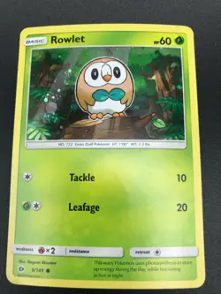 Rowlet HOLO 9/149 Sun & Moon Base Set Pokemon Card NM 2016 - Image 1