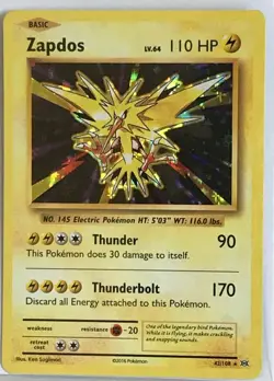 Zapdos HOLO RARE 42/108 Pokemon TCG XY Evolutions Card NM Shiny foil 2016 - Image 3