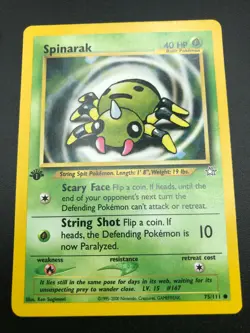 Spinarak 1st Edition Common 75/111 Neo Genesis Pokemon TCG Card NM 2000 - Image 1