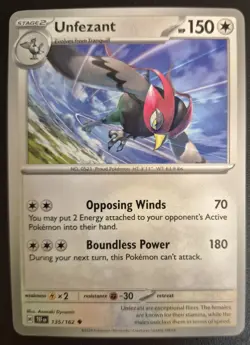 Pokemon Unfezant Card - Stage 2, HP 150, Opposing Winds - Image 1