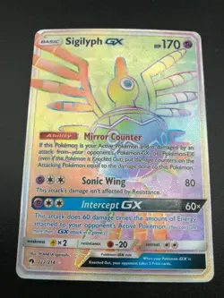 Sigilyph GX RAINBOW SECRET HYPER FULL ART 222/214 Pokemon SM Lost Thunder NM - Image 1