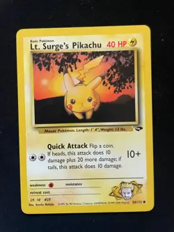 Lt. Surge's Pikachu 84/132 Common Gym Challenge Pokemon Moderately Played - Image 2