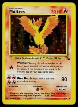 Pokemon Card - Moltres Fossil 12/62 Holo Rare - Image 1