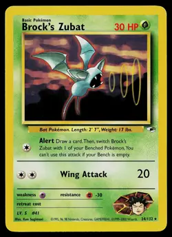 Pokemon Card - Brock's Zubat Gym Heroes 24/132 Rare - Image 1