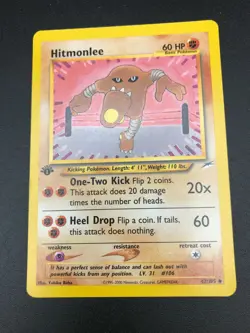 Hitmonlee 1st Edition 42/105 Uncommon Neo Destiny Pokemon Vintage WOTC NM 2002 - Image 1