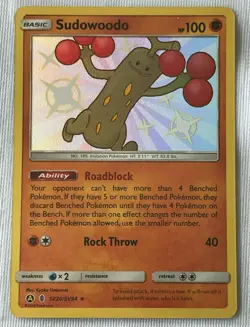Sudowoodo Shiny Holo Rare SV20/SV94 SM Hidden Fates Pokemon NM - Image 1