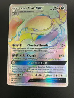 Alolan Muk GX 157/147 RAINBOW SECRET HYPER RARE Pokemon SM Burning Shadows NM - Image 1