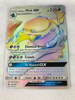 Alolan Muk GX 157/147 RAINBOW SECRET HYPER RARE Pokemon SM Burning Shadows NM - Image 3