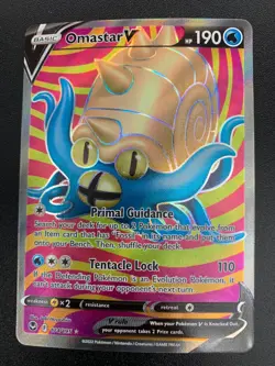 Omastar V 174/195 Full Art Ultra Rare Sword & Shield: Silver Tempest Pokemon NM - Image 1