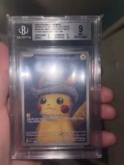 2023 Pokemon SVP EN x Van Gogh #085 Pikachu with Grey Felt Hat Bgs 9 MINT - Image 1