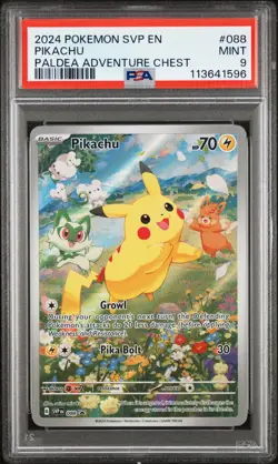2024 POKEMON SVP EN-SV BLACK STAR PROMO PALDEA ADVENTURE CHEST PIKACHU PSA 9 - Image 1