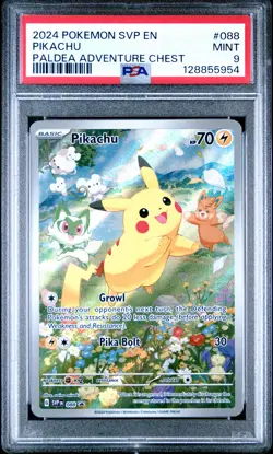 2024 POKEMON SVP EN-SV BLACK STAR PROMO PALDEA ADVENTURE CHEST PIKACHU PSA 9 - Image 1