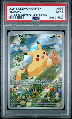 2024 POKEMON SVP EN-SV BLACK STAR PROMO PALDEA ADVENTURE CHEST PIKACHU PSA 9 - Image 1