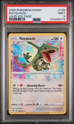 2020 POKEMON SWORD & SHIELD VIVID VOLTAGE #138 RAYQUAZA PSA 9 - Image 1