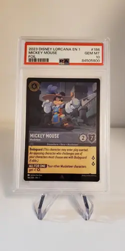 Disney Lorcana MICKEY MOUSE Musketeer FOIL PSA 10 186 /204 GEM Mint RARE - Image 1