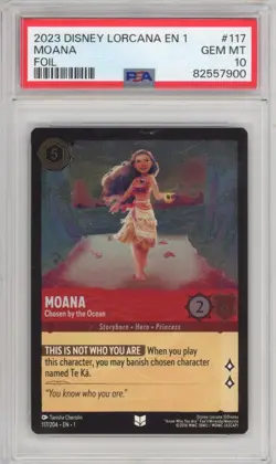 MOANA Cold Foil 2023 Disney Lorcana GRADED PSA 10 English 117 Uncommon Chosen - Image 1