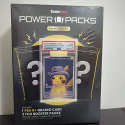 GameStop Power Pack Series 2 PSA Pokemon cards booster Pikachu w/ grey felt hat - Image 1