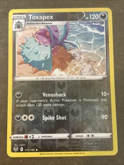 Toxapex 115/195 - SWSH12: Silver Tempest Reverse Holo Uncommon Pokemon TCG NM - Image 1