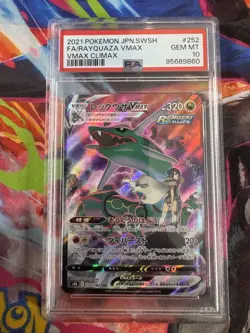 2021 POKEMON JPN SWORD & SHIELD VMAX CLIMAX #252 FULL ART/RAYQUAZA VMAX PSA 10 - Image 1