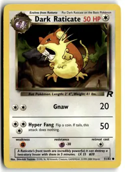 2000 Pokemon - Team Rocket Dark Raticate #51/82 - Image 1