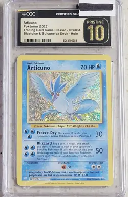 ARTICUNO 009/034 CGC 10 PRISTINE HOLO Pokemon TCG Classic 2023 BLASTOISE/SUICUNE - Image 1