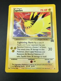 Zapdos 23 RARE Pokemon WOTC 2000 Movie Black Star Promo Vintage NM - Image 1
