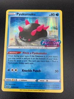 Pyukumuku SWSH169 Prerelease Promo Pokemon Fusion Strike NM 2021 Holo - Image 1