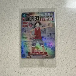 Bandai One Piece CCG Monkey.D.Luffy US Voyage Promo Holo Card JT - Image 1