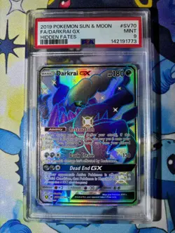 2019 POKEMON SUN & MOON HIDDEN FATES #SV70 FULL ART/DARKRAI GX PSA 9 - Image 1