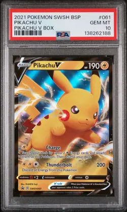 2021 POKEMON SWSH BLACK STAR PROMO PIKACHU V BOX #061 PIKACHU V PSA 10 - Image 1