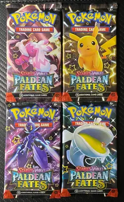 4 Pokemon Paldean Fates Booster Packs | Sealed Art Set | Scarlet & Violet - Image 1